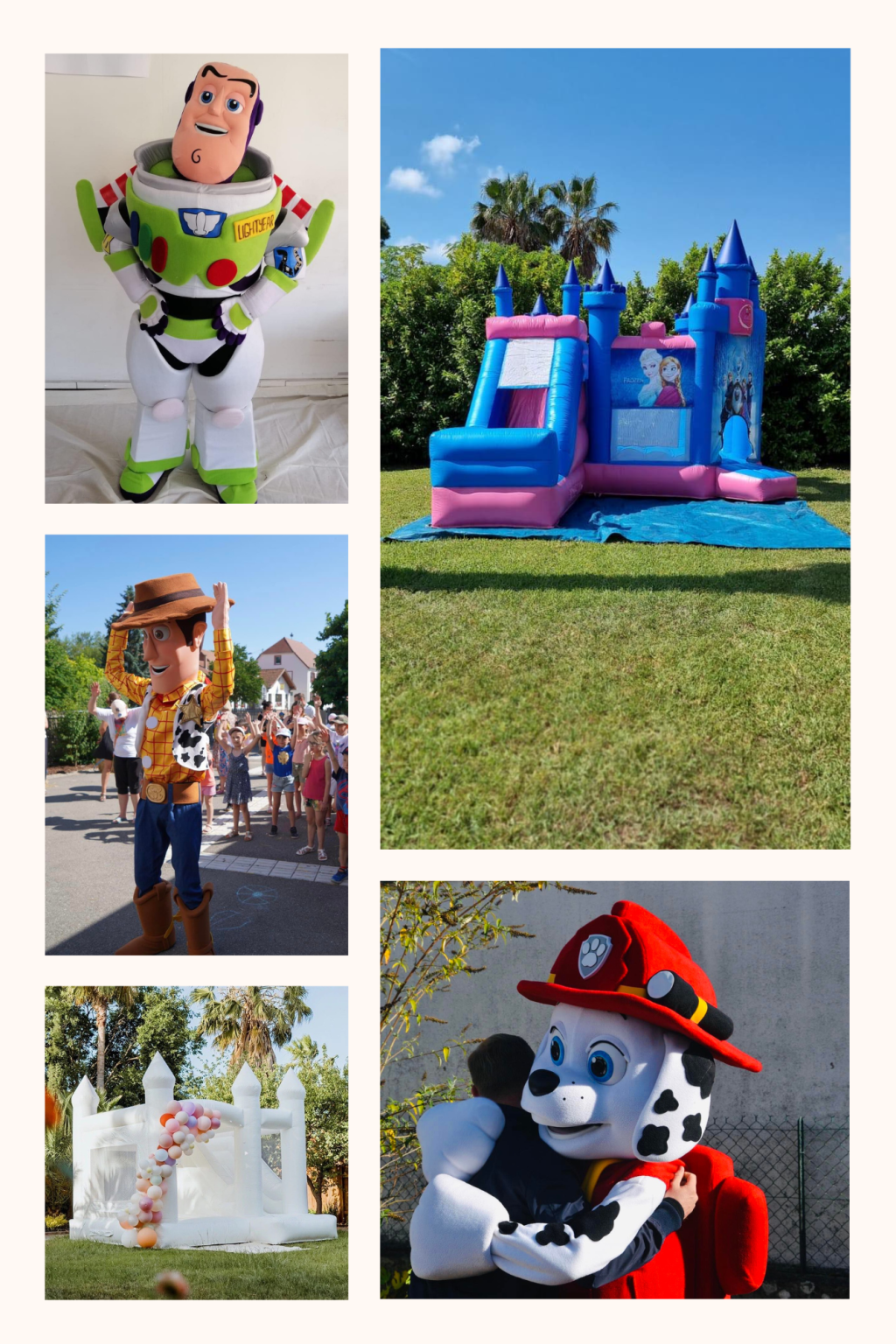 ensembme photos location kidazur château gonflable et mascotte