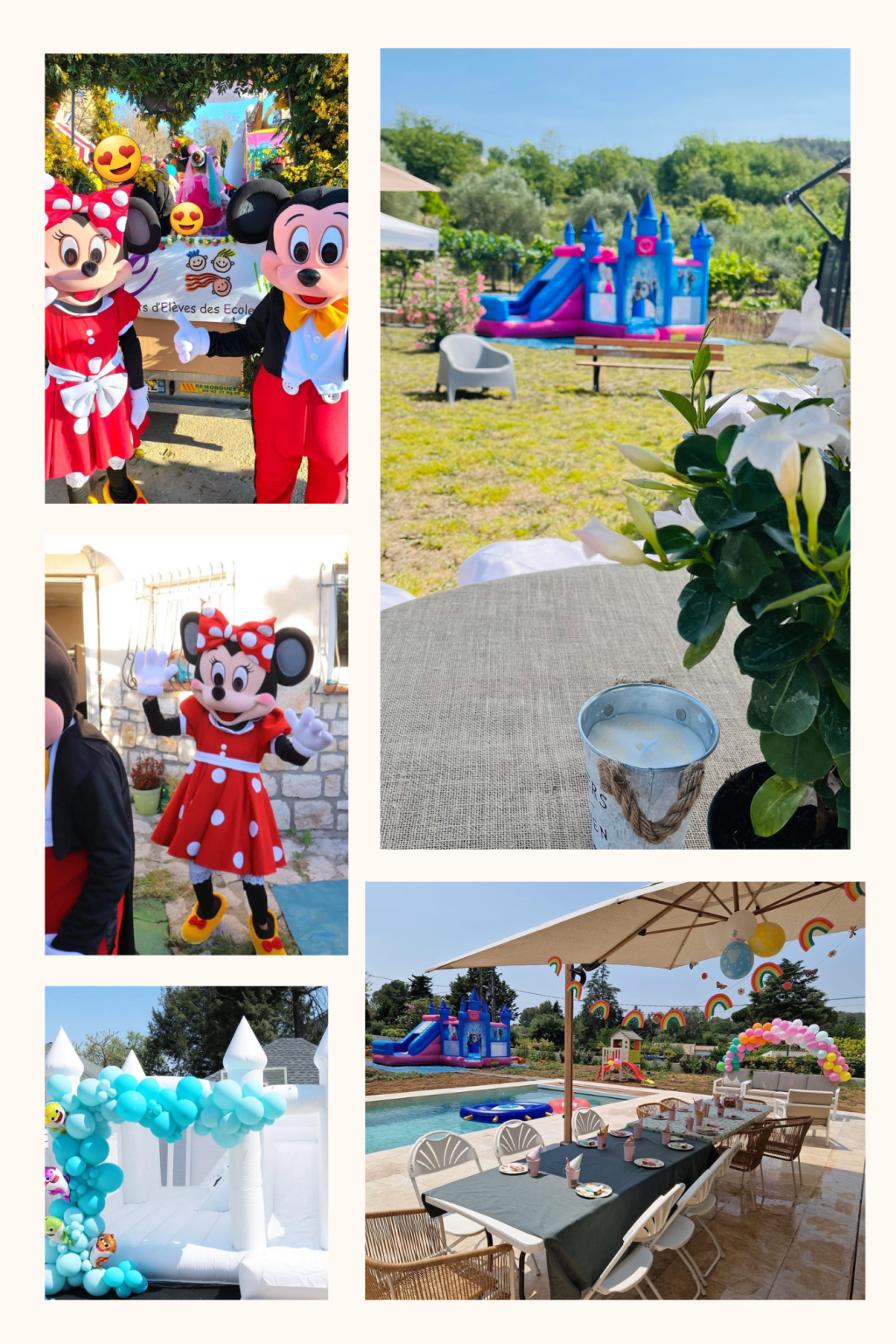 ensembme photos location kidazur château gonflable et mascotte déguisement pour anniversaire et kermesse