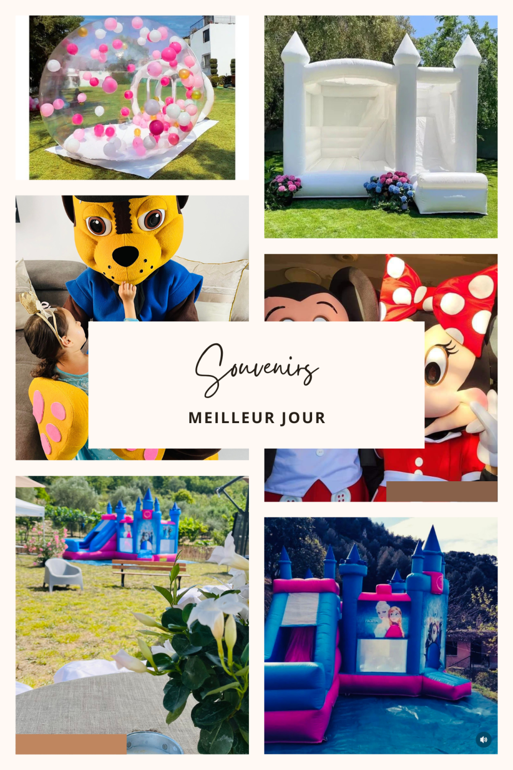 ensemble photos location kidazur château gonflable et mascotte déguisement pour anniversaire et kermesse