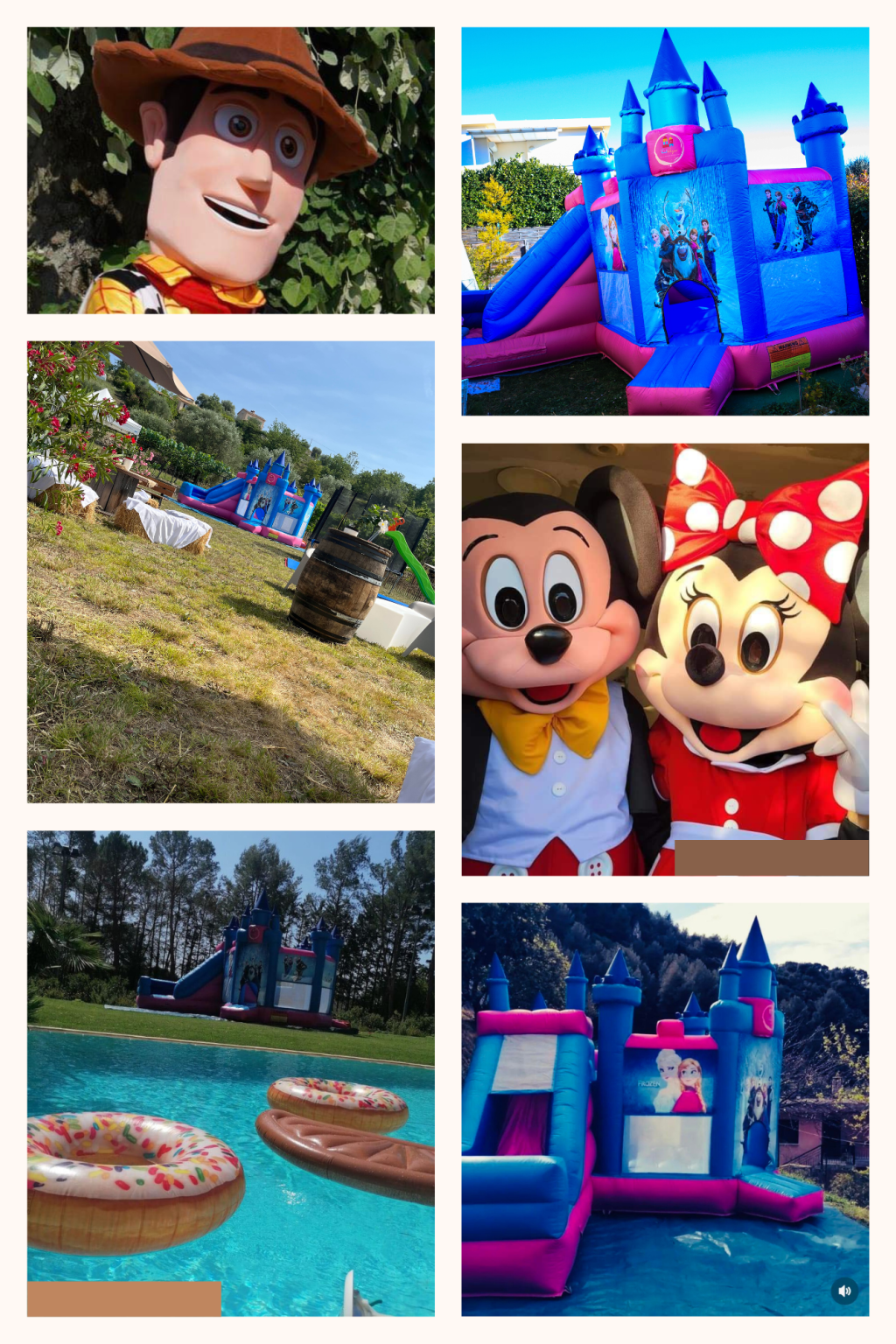 ensemble photos location kidazur château gonflable et mascotte déguisement pour anniversaire et kermesse