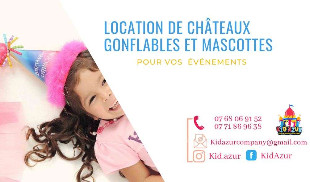 Carte de visite pour location de château gonflable et mascotte