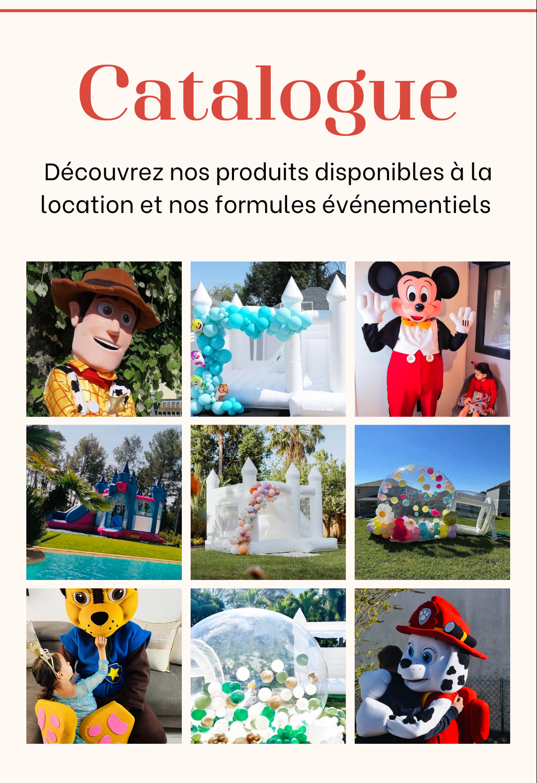 catalogue 2023 Kidazue structures gonflables et mascotte en location