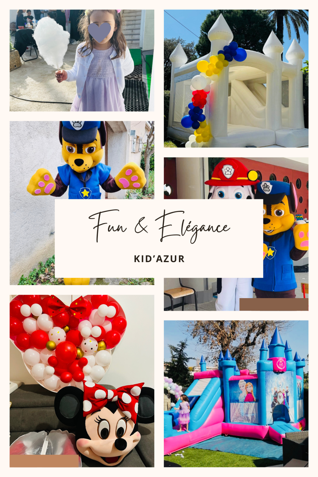 Revivez les moments inoubliables avec nos mascottes et structures gonflables ! Réservez dès maintenant pour une fête remplie de souvenirs !fun et élégance
