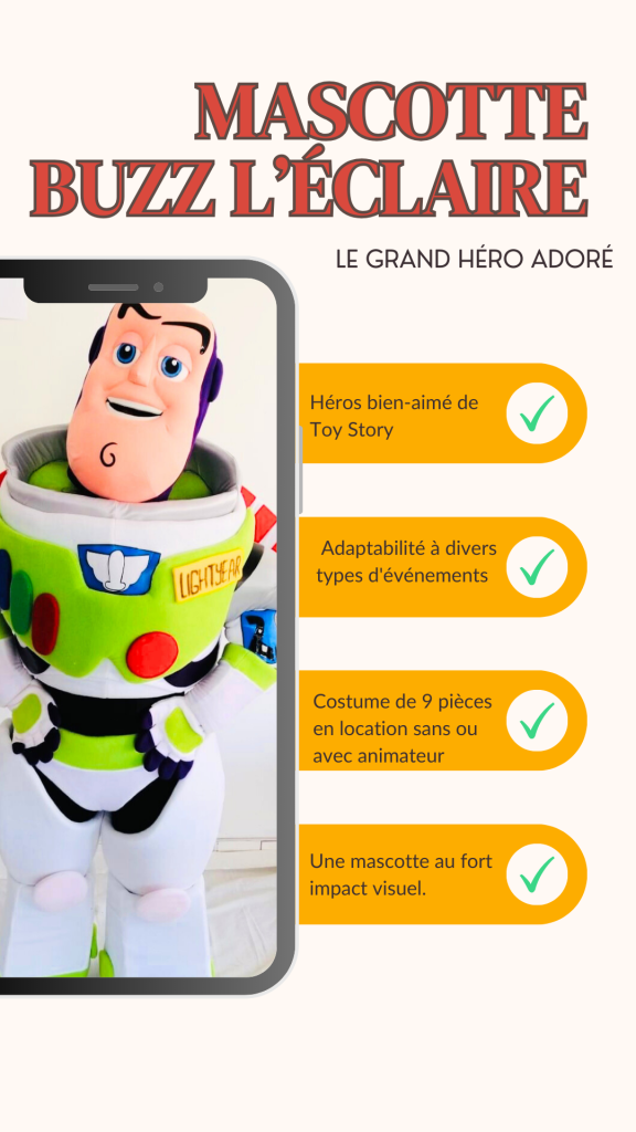 Infographie présentant les 4 avantages de la location de Buzz l'Éclair