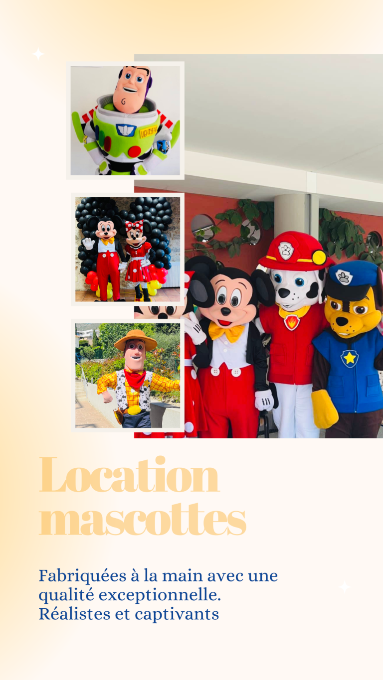 Location mascottes Fabriquées à la main avec une qualité exceptionnelle. Réalistes et captivants