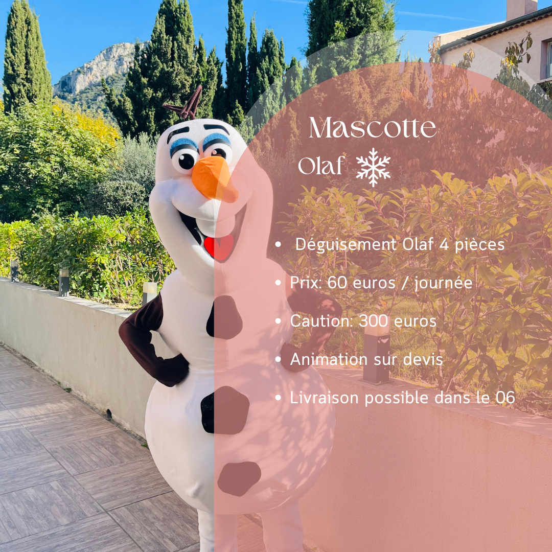 Mascotte Olaf en location pour toutes vos fêtes