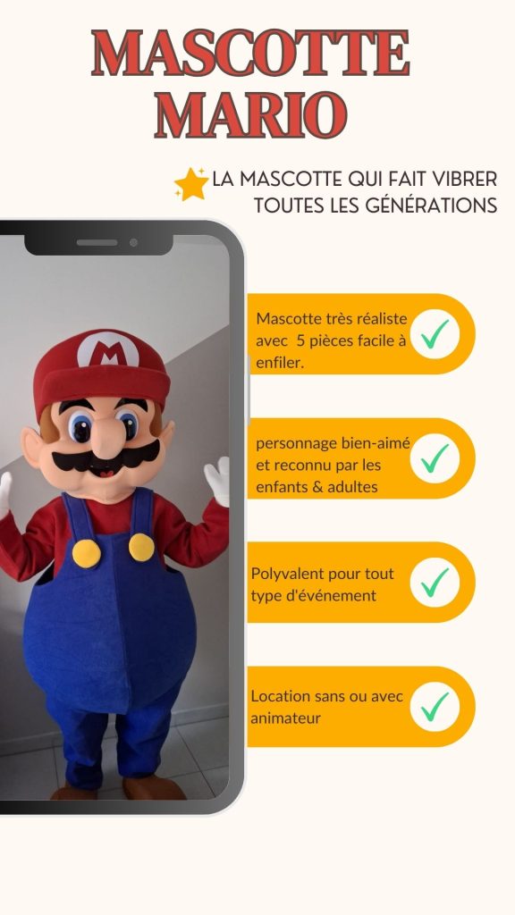Location Mascotte Mario dans le 06 et Monaco
