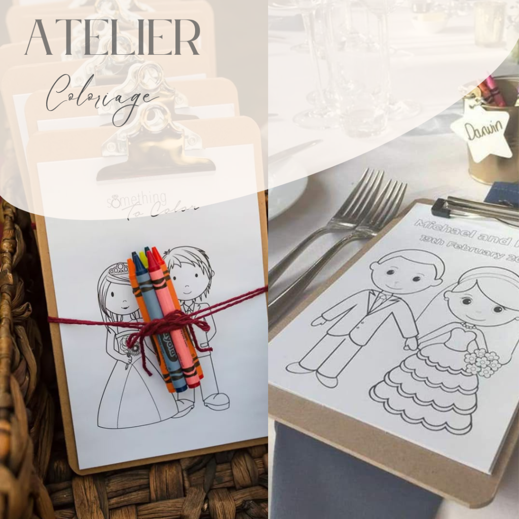 Atelier coloriage pour enfants lors d'un ,mariage