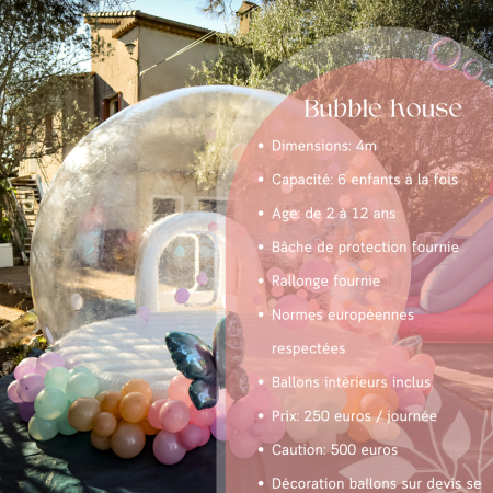 Plongez dans l'aventure avec notre Bubble House ! Réservez dès maintenant pour des heures de plaisir dans un environnement ludique !